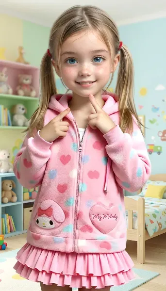 マイメロのふわふわパーカーコーデ