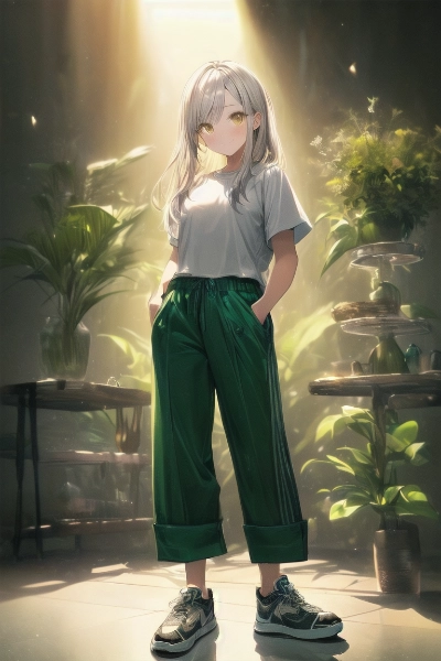 サブリナパンツにスニーカー