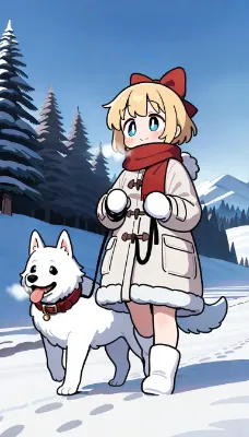 雪の中のお散歩