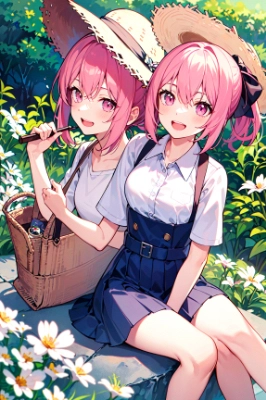 二人でお花摘み