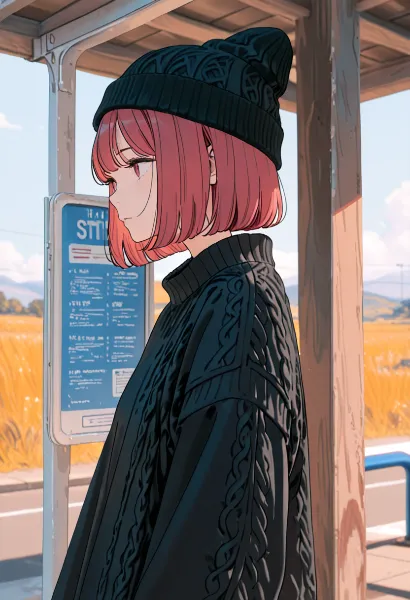 秋の駅で、少女は旅立ちを待つ