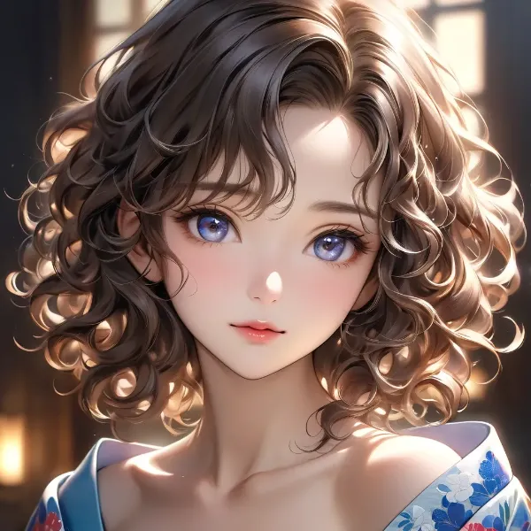 朝光に輝く巻き髪の少女