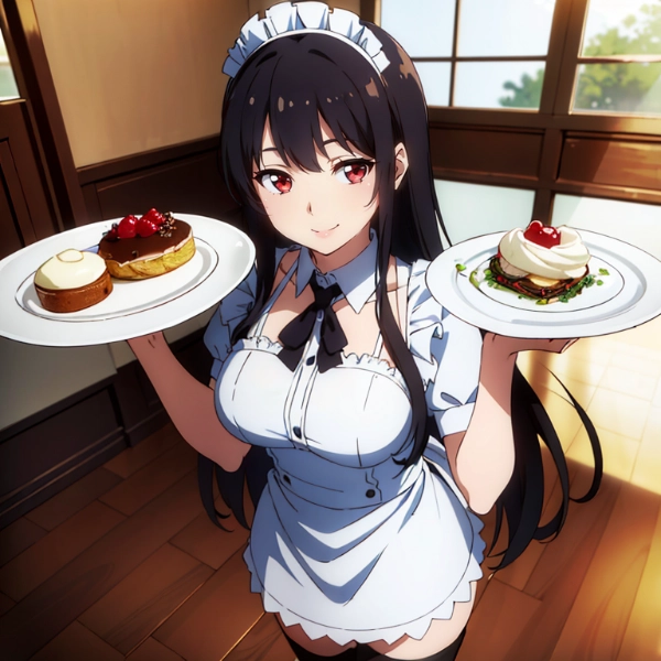 お皿を運ぶ少女