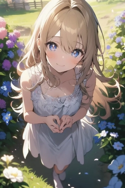 公園で見つめる金色の髪の少女