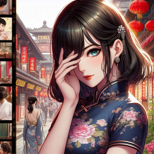 目隠れヘアーの中華美女