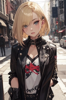 金髪ボブ子　パンク