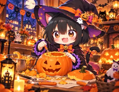ハロウィンの準備ニャ！