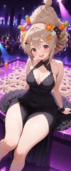 ニンジン髪の少女と夜のバー