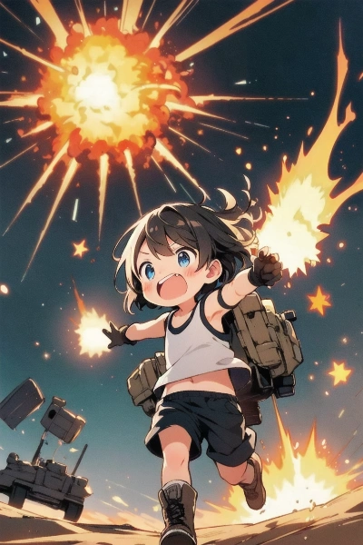 爆発の威力に慌てる（いっぱい投げすぎた）