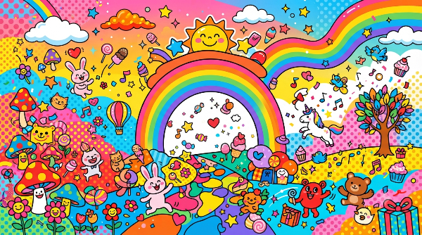 [３枚]POP、建物、幻想的なカラフル🌈