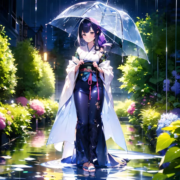 雨の中