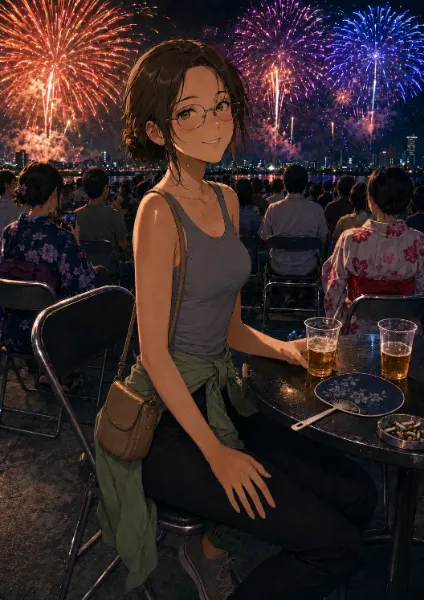 盆の夜、変わらぬ笑顔と花火