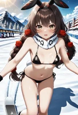 [動画]水着スキー茶々丸さん
