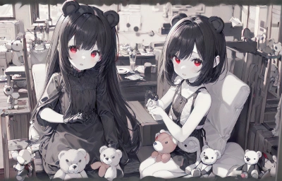 Girls with stuffed toys