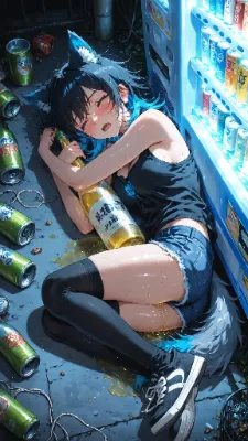 🐺🍶 愛酒の日♂ ウル子「まだ飲めるぞ！」→自販機横で無事敗北