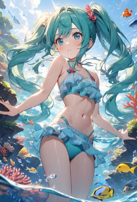 珊瑚礁とミク２