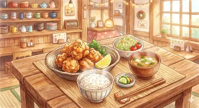 唐揚げ定食！
