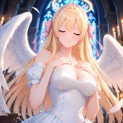 夜の教会の天使
