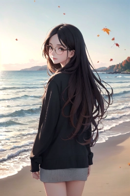 autumn walking on the beach