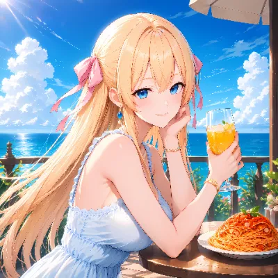 海辺のテラスでランチ