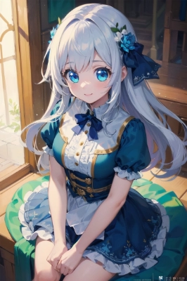 cute eye ,  blue dress girl