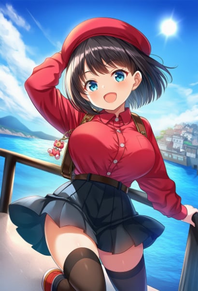 港町を旅する少女