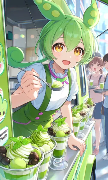 緑触角のアイスパフェ娘