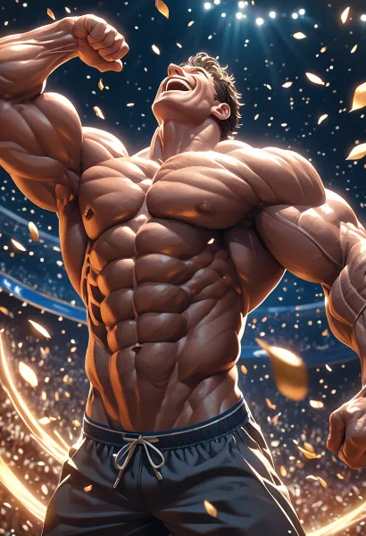 勝利の頂点に輝く筋肉の王者