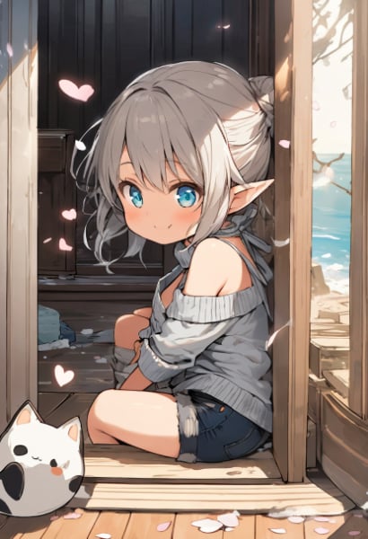 エルフさんとにゃんこらしき物体