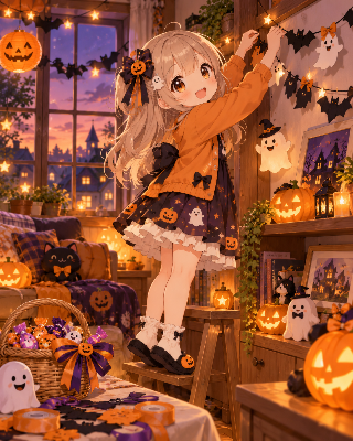 ハロウィンの飾り付け