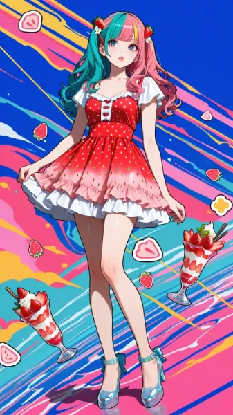 苺パフェをモチーフにした衣装