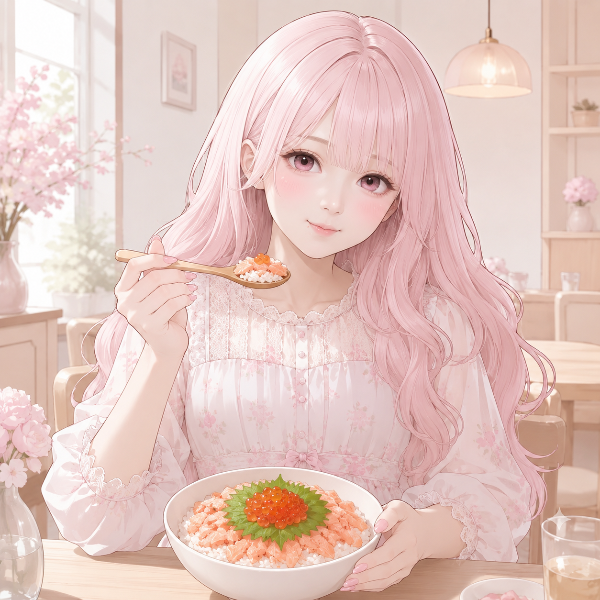 サーモンの親子丼（ピンクちゃん）