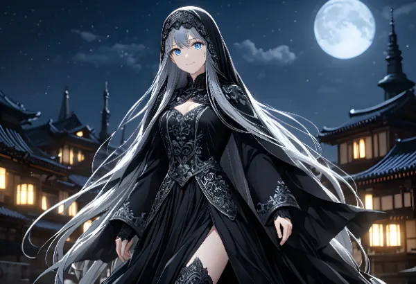 月夜に舞う銀髪の魔女