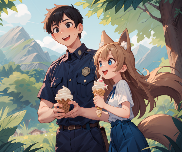 斎藤さんとコン子・ソフトクリーム