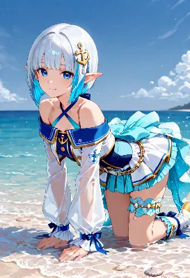 ビーチのエルフ少女