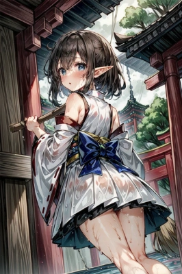 エルフ巫女さん