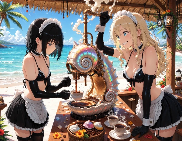 【黒髪＆ブロンド】 アイピク島海の家でアルバイト