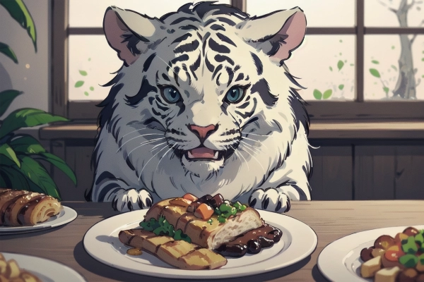 食事中にやってくる大型ネコ