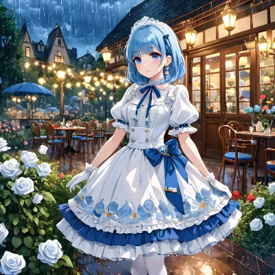 雨のカフェ