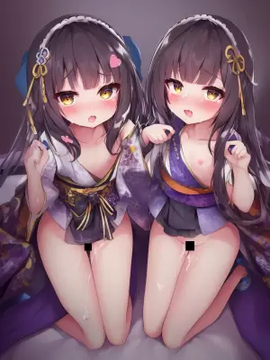 和ロリ双子bukkake