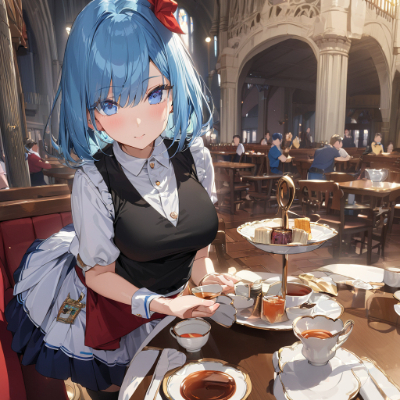 黒色系制服のウエイトレスさん