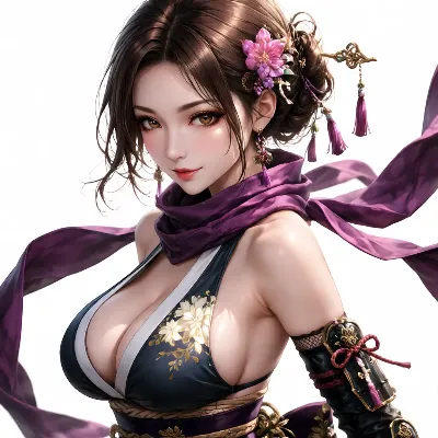 紫の花飾る女戦士