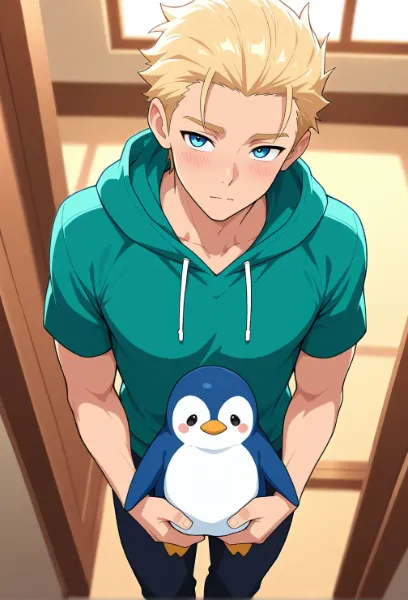 クールな彼と可愛いペンギンのぬいぐるみ/ありがと。