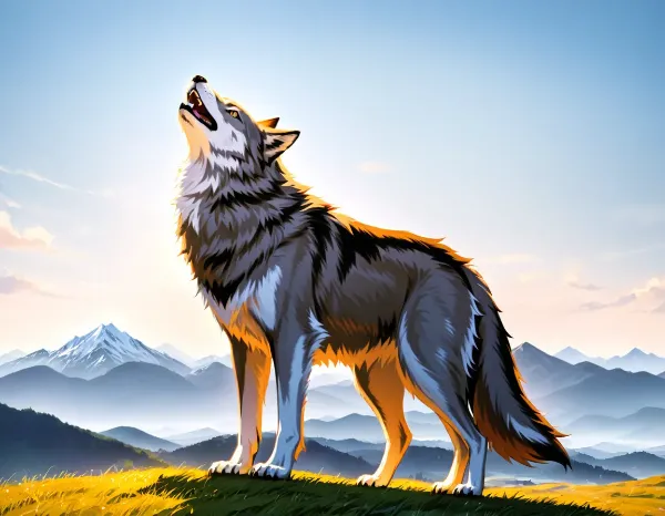 山頂の咆哮：狼の自由なる叫び