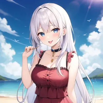 銀髪少女の海辺スケッチ冒険
