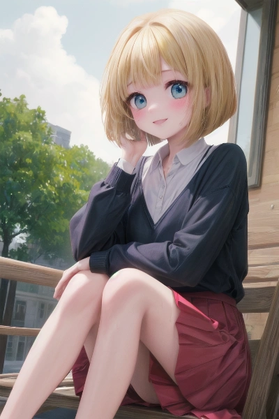 あみちゃん　赤スカート