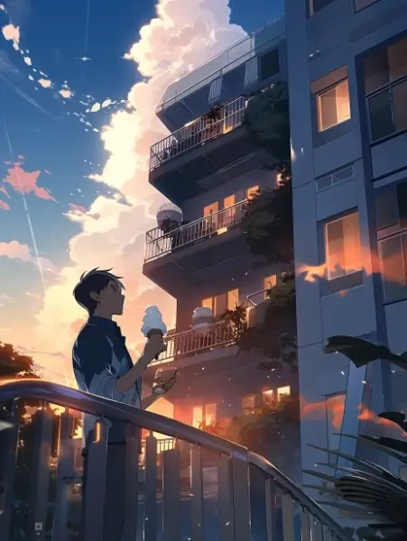 夕暮れとアイス