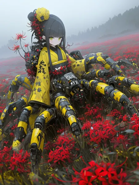 彼岸花と女郎アラクネちゃん