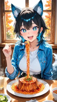 🐺 パスタ 〜大盛りって言ったけど、これ最高じゃん！〜🍝🐺💙