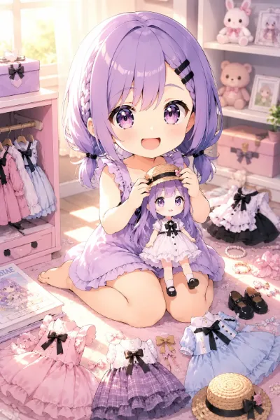 着せ替え人形紫髪っ娘ちゃん♡